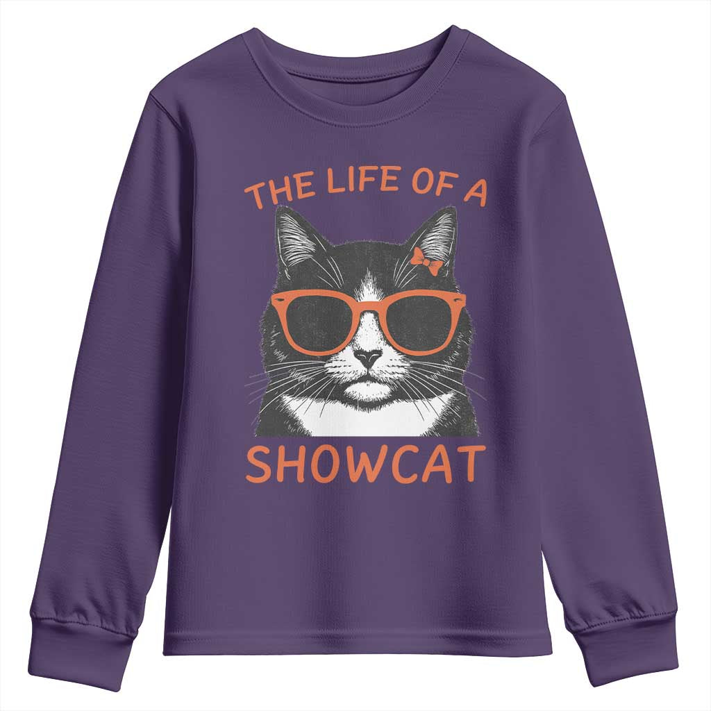 The Life Of A Showcat Youth Sweatshirt Funny Cat Showgirl Era - Wonder Print Shop
