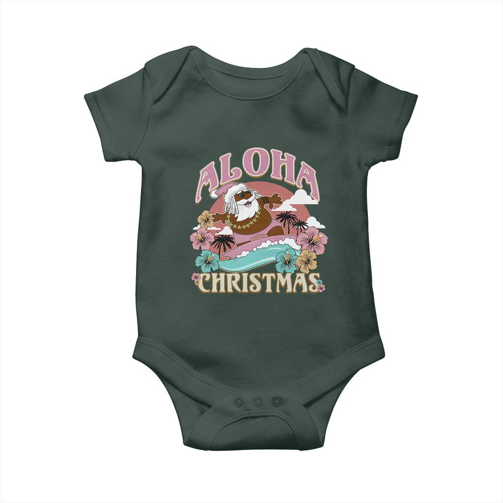 Hawaii Christmas Baby Onesie Retro African American Surfing Santa With Tattoos Aloha Christmas