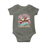 Hawaii Christmas Baby Onesie Retro African American Surfing Santa With Tattoos Aloha Christmas