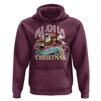 Hawaii Christmas Hoodie Retro African American Surfing Santa With Tattoos Aloha Christmas