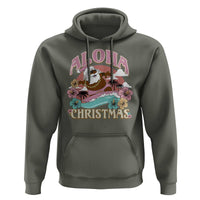 Hawaii Christmas Hoodie Retro African American Surfing Santa With Tattoos Aloha Christmas