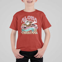 Hawaii Christmas T Shirt For Kid Retro African American Surfing Santa With Tattoos Aloha Christmas - Wonder Print Shop