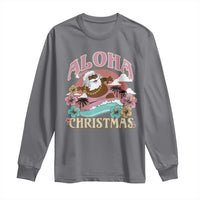 Hawaii Christmas Long Sleeve Shirt Retro African American Surfing Santa With Tattoos Aloha Christmas