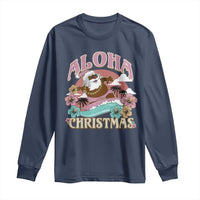Hawaii Christmas Long Sleeve Shirt Retro African American Surfing Santa With Tattoos Aloha Christmas