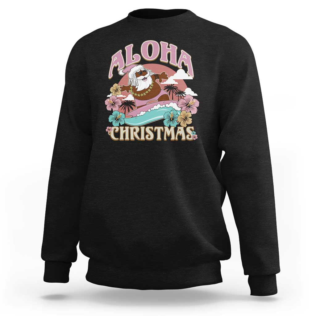 Hawaii Christmas Sweatshirt Retro African American Surfing Santa With Tattoos Aloha Christmas - Wonder Print Shop