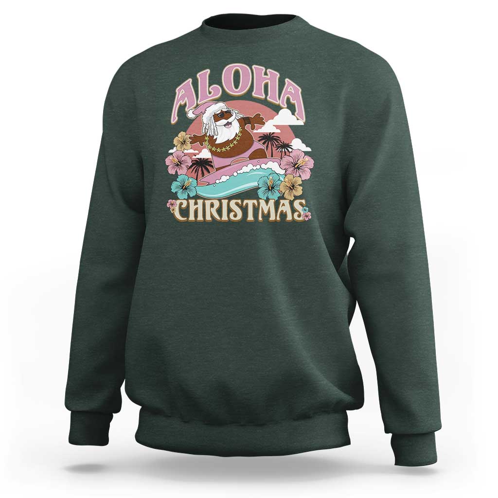Hawaii Christmas Sweatshirt Retro African American Surfing Santa With Tattoos Aloha Christmas - Wonder Print Shop