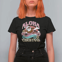 Hawaii Christmas T Shirt For Women Retro African American Surfing Santa With Tattoos Aloha Christmas - Wonder Print Shop