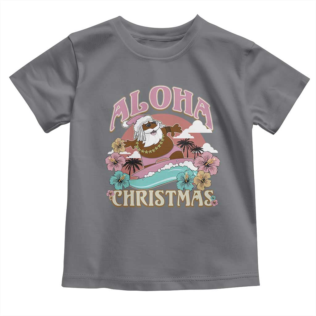 Hawaii Christmas Toddler T Shirt Retro African American Surfing Santa With Tattoos Aloha Christmas