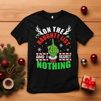 Funny Xmas T Shirt On The List Of Naughty And I Regret Nothing Christmas - Wonder Print Shop