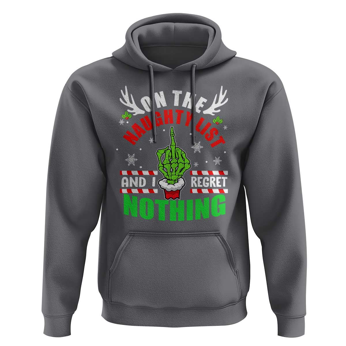 Funny Xmas Hoodie On The List Of Naughty And I Regret Nothing Christmas