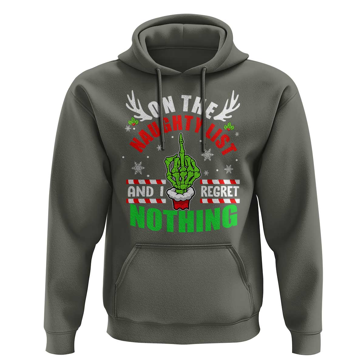 Funny Xmas Hoodie On The List Of Naughty And I Regret Nothing Christmas