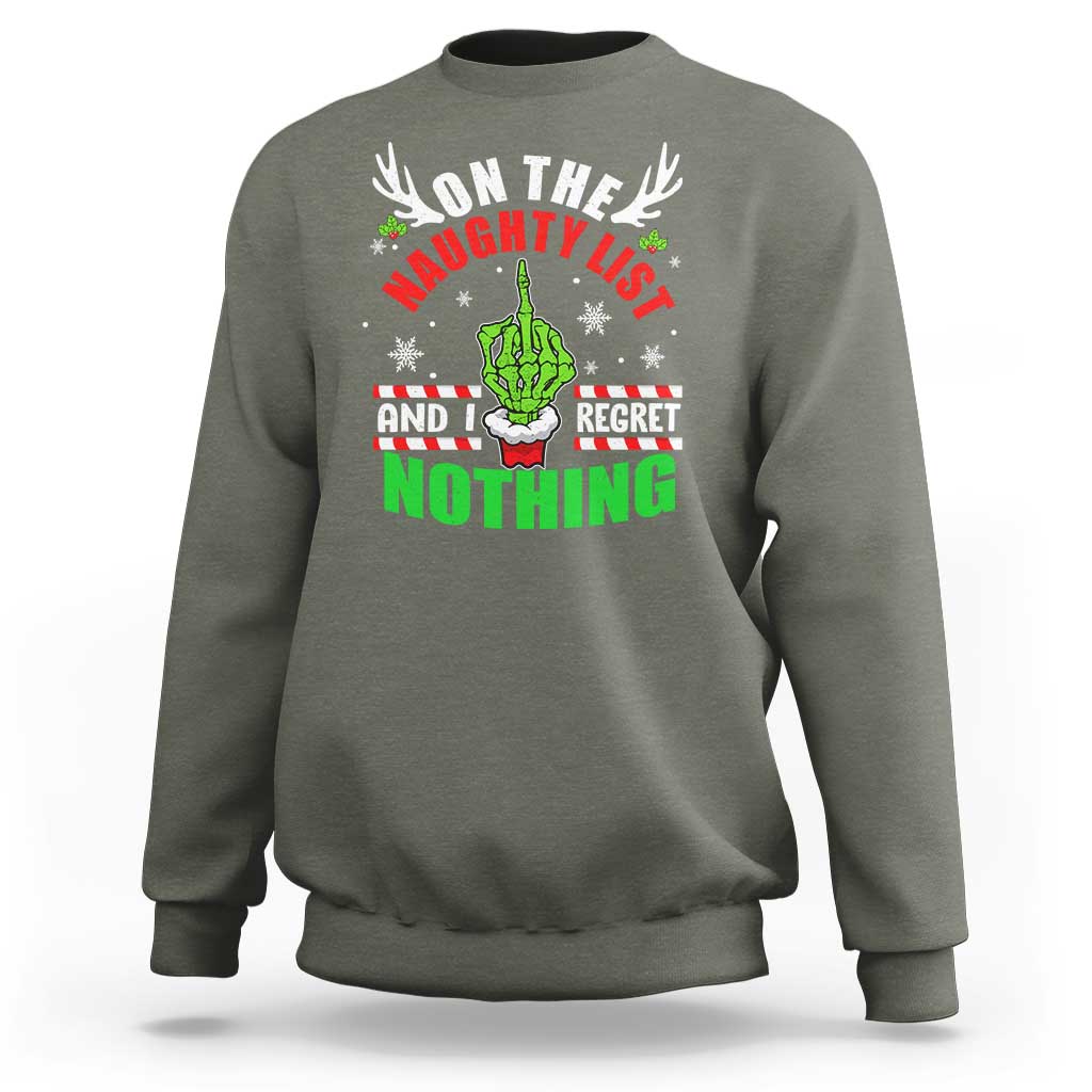 Funny Xmas Sweatshirt On The List Of Naughty And I Regret Nothing Christmas - Wonder Print Shop