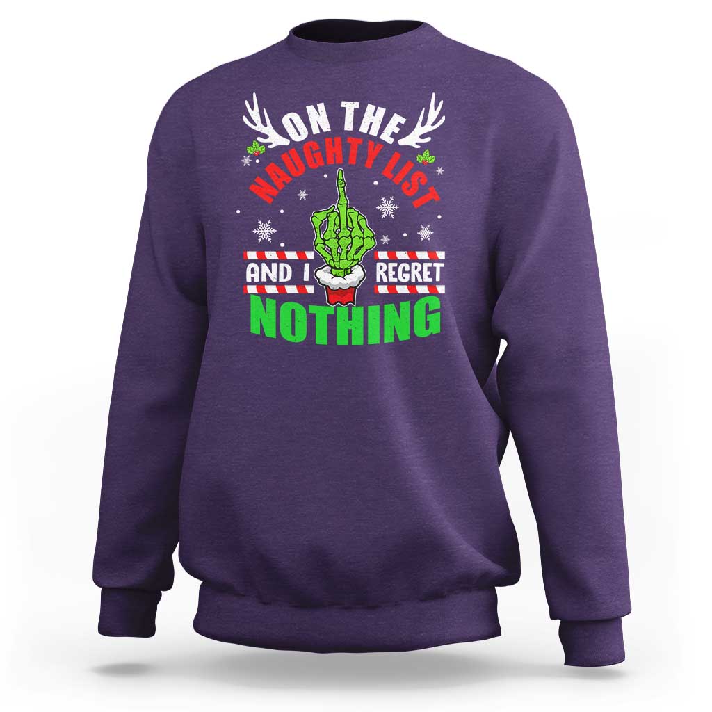 Funny Xmas Sweatshirt On The List Of Naughty And I Regret Nothing Christmas - Wonder Print Shop