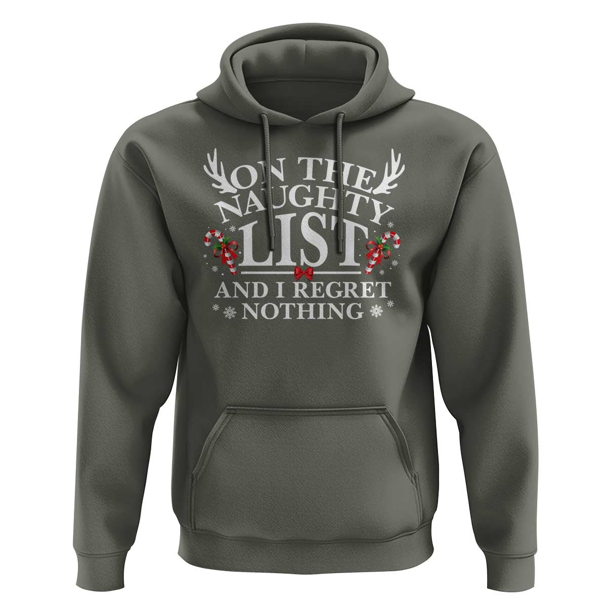 Funny Xmas Hoodie On The Naughty List And I Regret Nothing