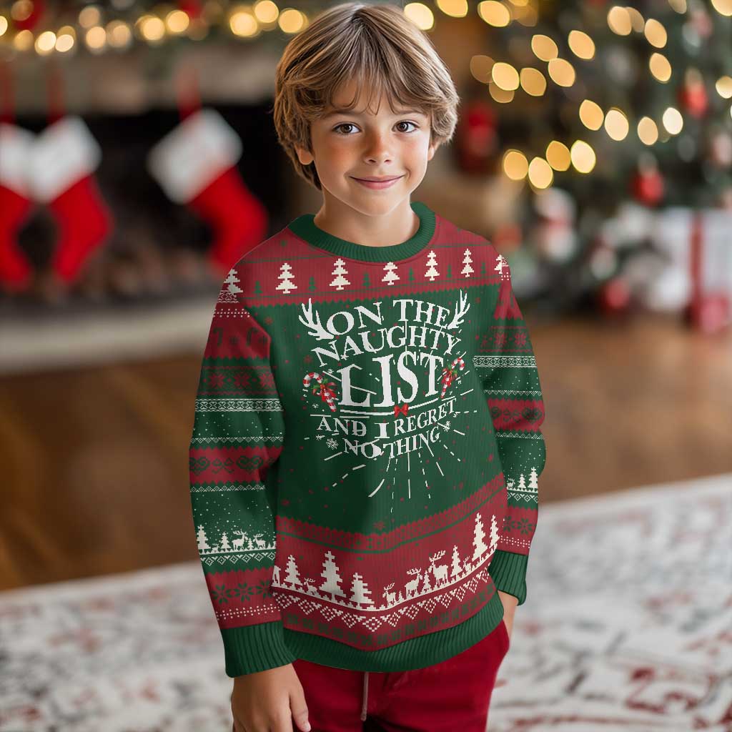 Funny Ugly Christmas Sweater On The Naughty List And I Regret Nothing - Wonder Print Shop