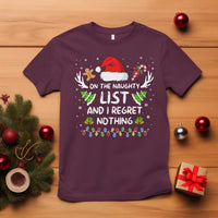 Funny Xmas T Shirt On The List Of Naughty And I Regret Nothing - Wonder Print Shop
