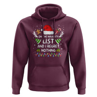 Funny Xmas Hoodie On The List Of Naughty And I Regret Nothing