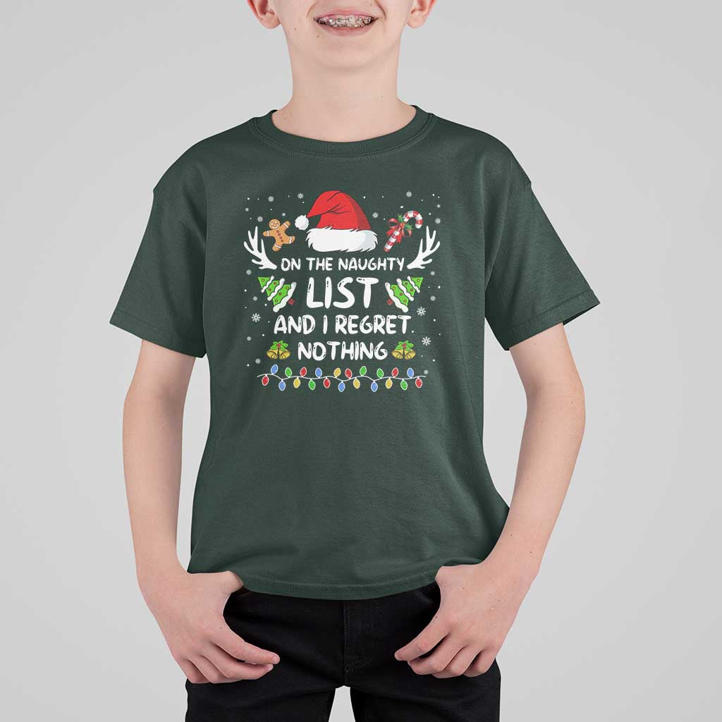 Funny Xmas T Shirt For Kid On The List Of Naughty And I Regret Nothing - Wonder Print Shop