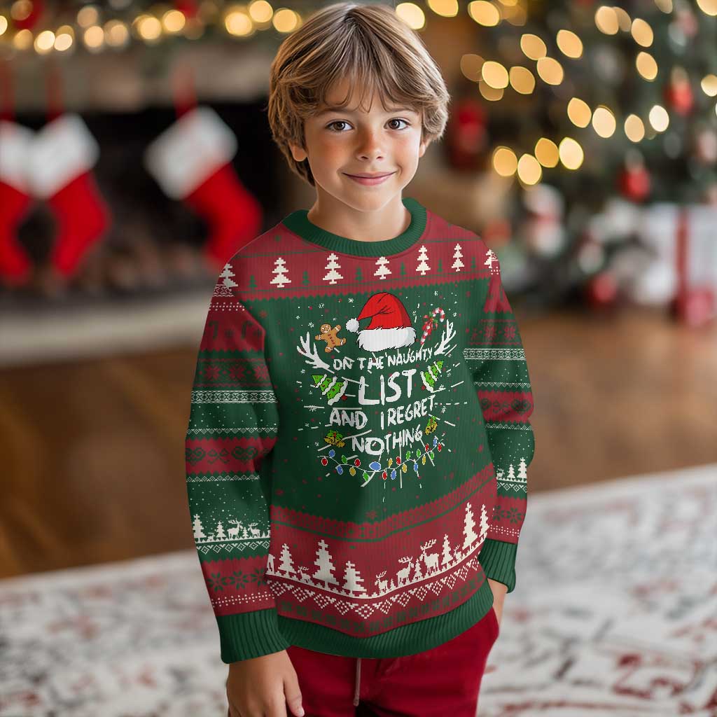 Funny Ugly Christmas Sweater On The List Of Naughty And I Regret Nothing - Wonder Print Shop