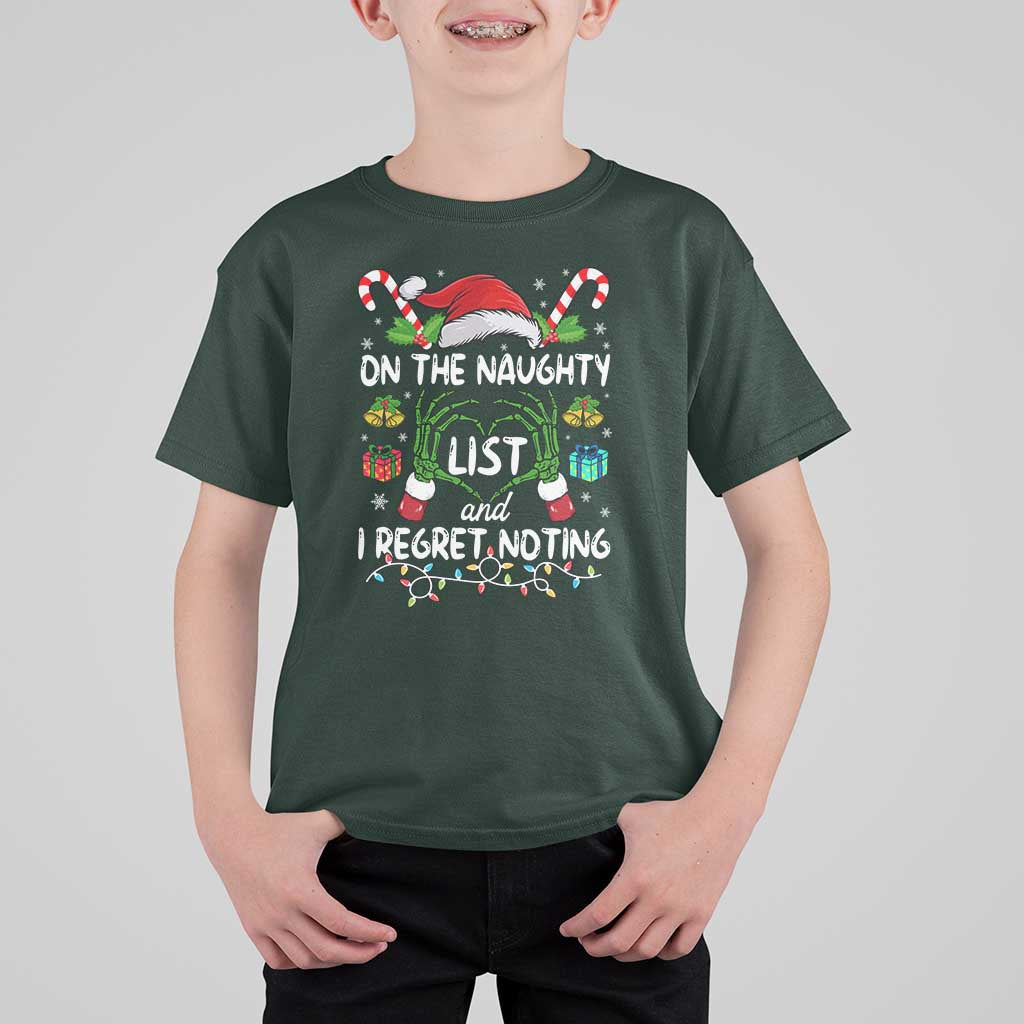 Funny Christmas T Shirt For Kid On The Naughty List And I Regret Nothing - Wonder Print Shop