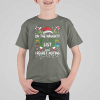 Funny Christmas T Shirt For Kid On The Naughty List And I Regret Nothing - Wonder Print Shop