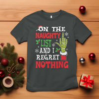 Funny Christmas T Shirt On The List Of Naughty And I Regret Nothing Xmas - Wonder Print Shop