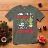 Funny Christmas T Shirt On The List Of Naughty And I Regret Nothing Xmas - Wonder Print Shop