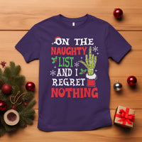 Funny Christmas T Shirt On The List Of Naughty And I Regret Nothing Xmas - Wonder Print Shop