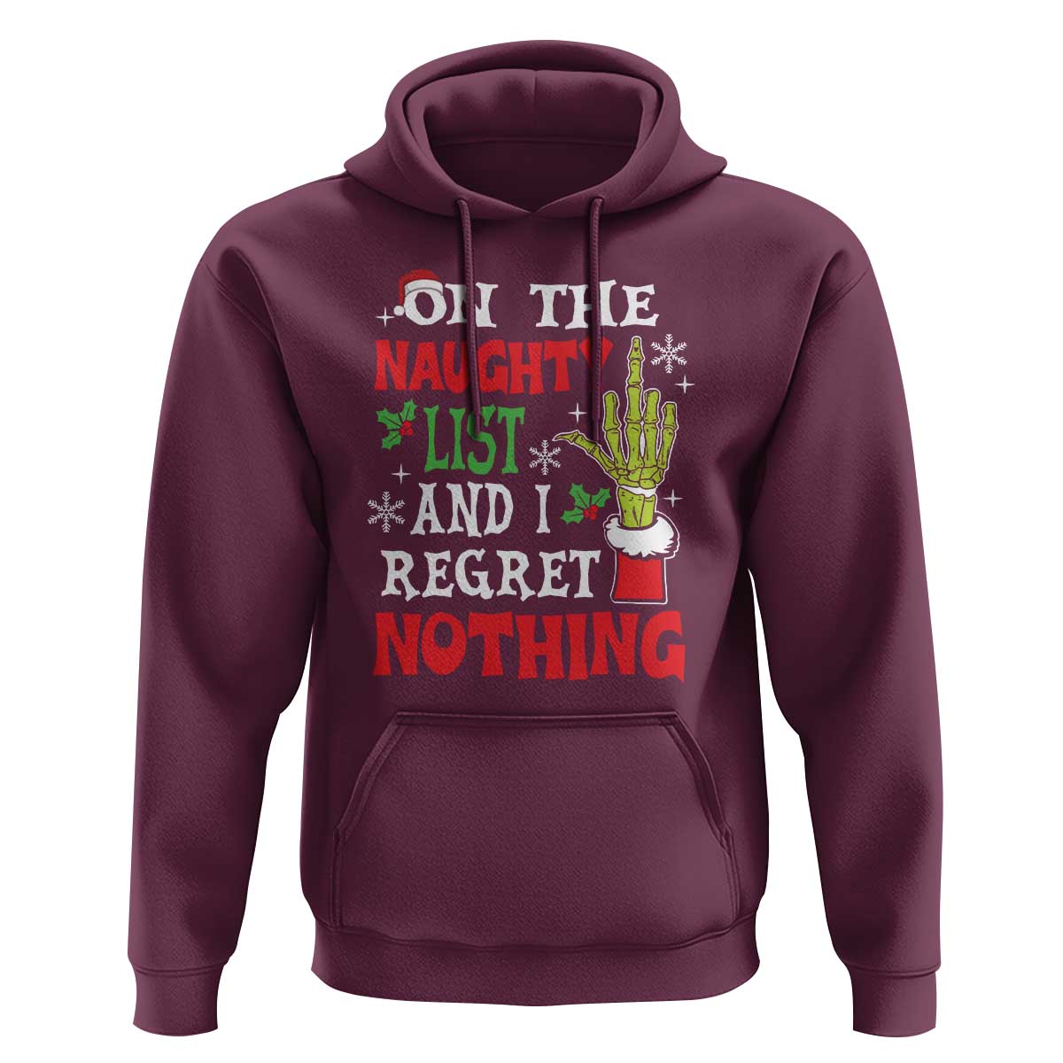 Funny Christmas Hoodie On The List Of Naughty And I Regret Nothing Xmas