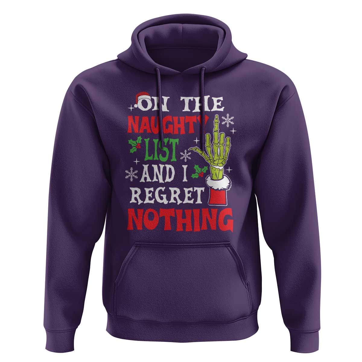 Funny Christmas Hoodie On The List Of Naughty And I Regret Nothing Xmas