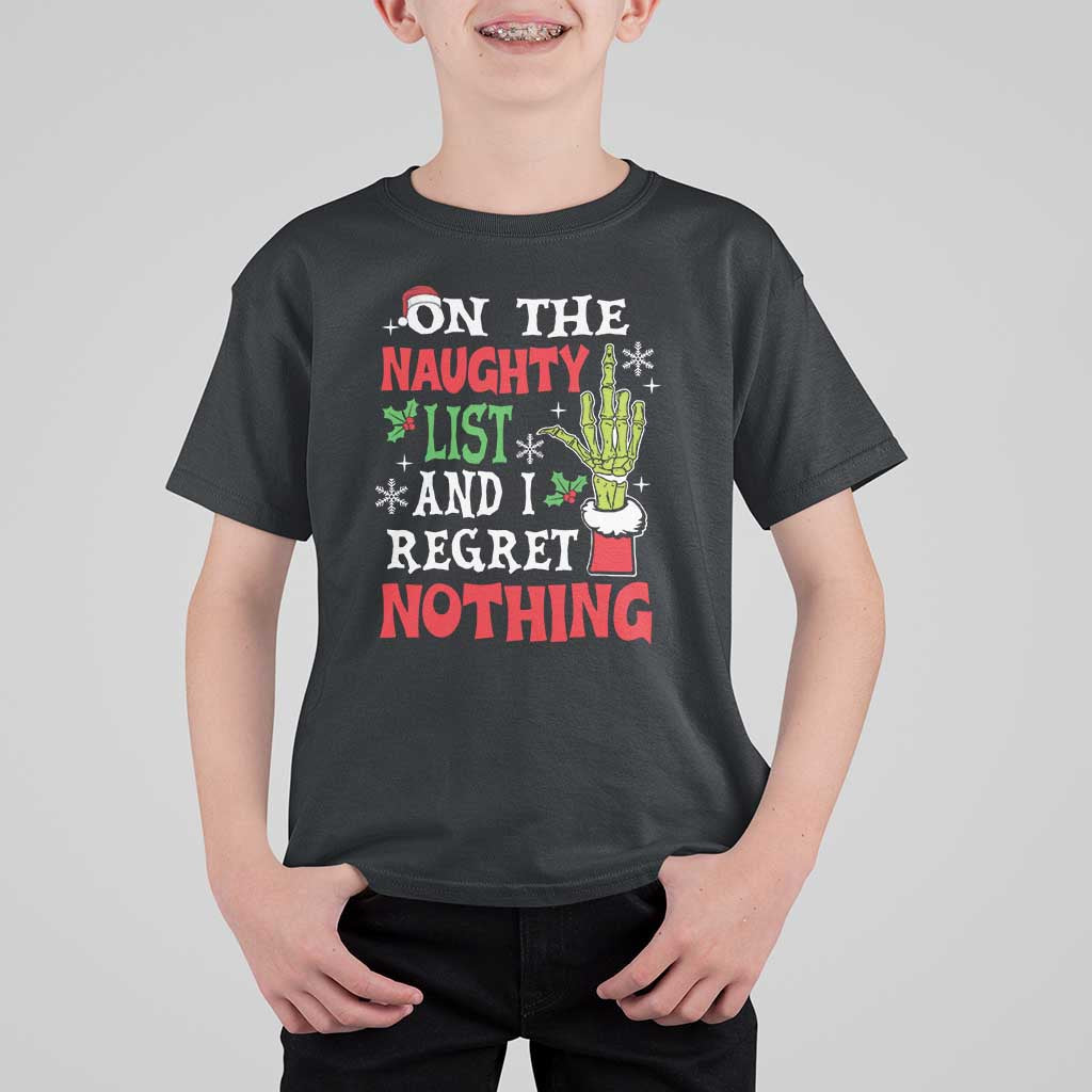 Funny Christmas T Shirt For Kid On The List Of Naughty And I Regret Nothing Xmas - Wonder Print Shop