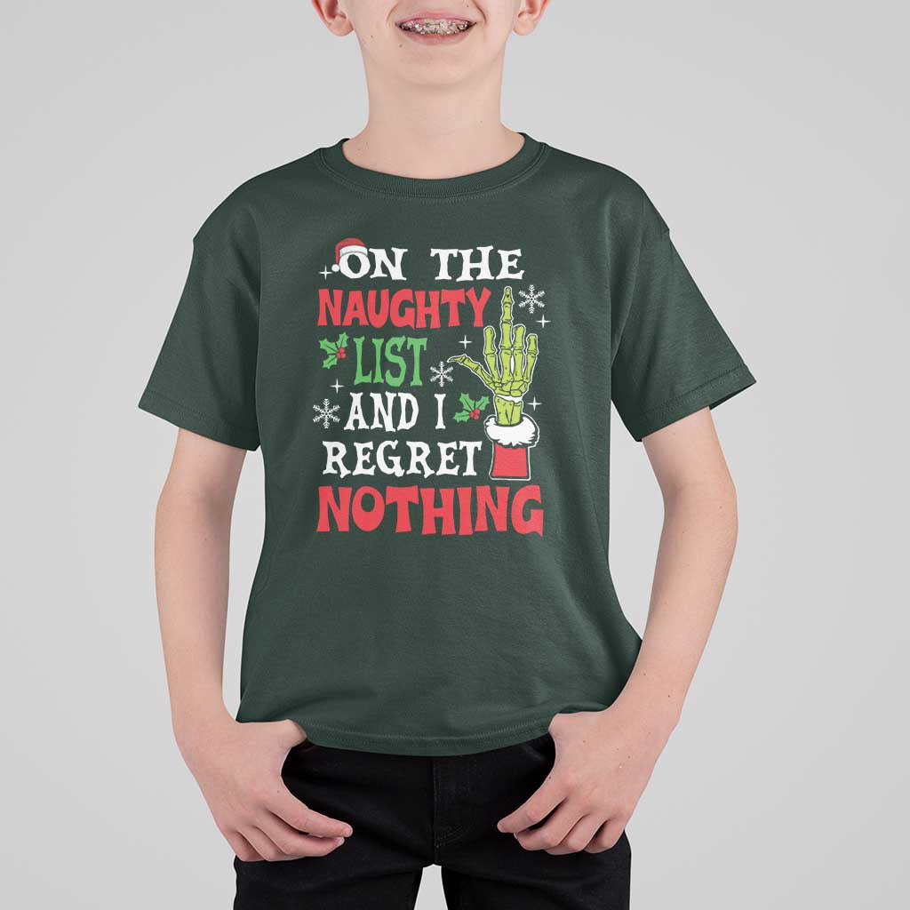 Funny Christmas T Shirt For Kid On The List Of Naughty And I Regret Nothing Xmas - Wonder Print Shop