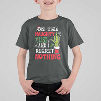 Funny Christmas T Shirt For Kid On The List Of Naughty And I Regret Nothing Xmas - Wonder Print Shop