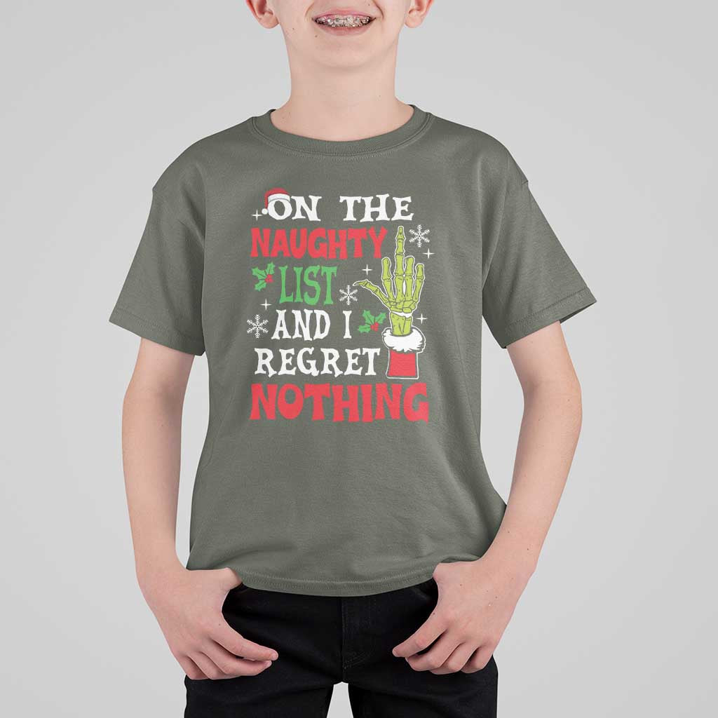 Funny Christmas T Shirt For Kid On The List Of Naughty And I Regret Nothing Xmas - Wonder Print Shop