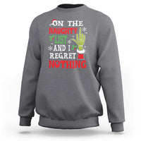 Funny Christmas Sweatshirt On The List Of Naughty And I Regret Nothing Xmas - Wonder Print Shop
