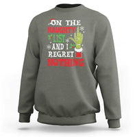 Funny Christmas Sweatshirt On The List Of Naughty And I Regret Nothing Xmas - Wonder Print Shop