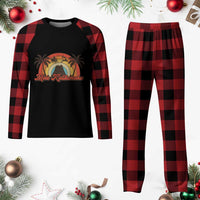 Hawaii Plaid Pajama Set Mele Kalikimaka Retro Hawaiian Island Palm Tree Xmas Lights - Wonder Print Shop
