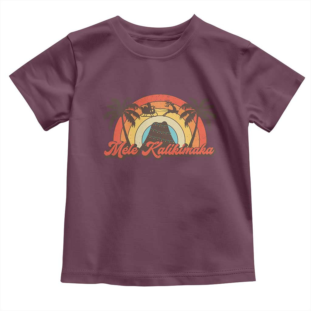 Hawaii Christmas Toddler T Shirt Mele Kalikimaka Retro Hawaiian Island Palm Tree Xmas Lights