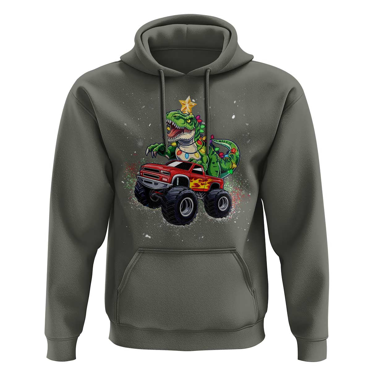 Christmas Dinosaur Monster Truck Hoodie