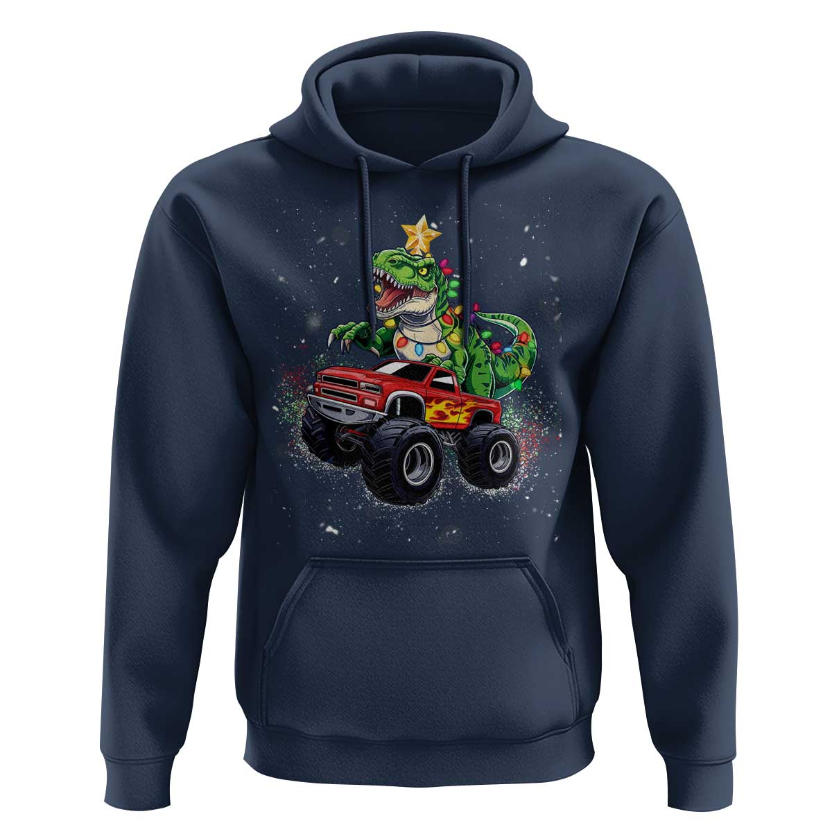 Christmas Dinosaur Monster Truck Hoodie