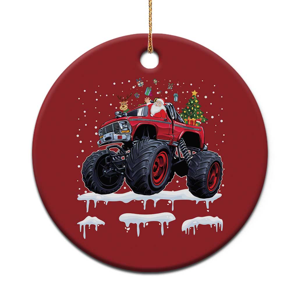 Xmas Santa Monster Truck Christmas Ornament American Offroad Xmas Boys Kids Toddler Youth - Wonder Print Shop