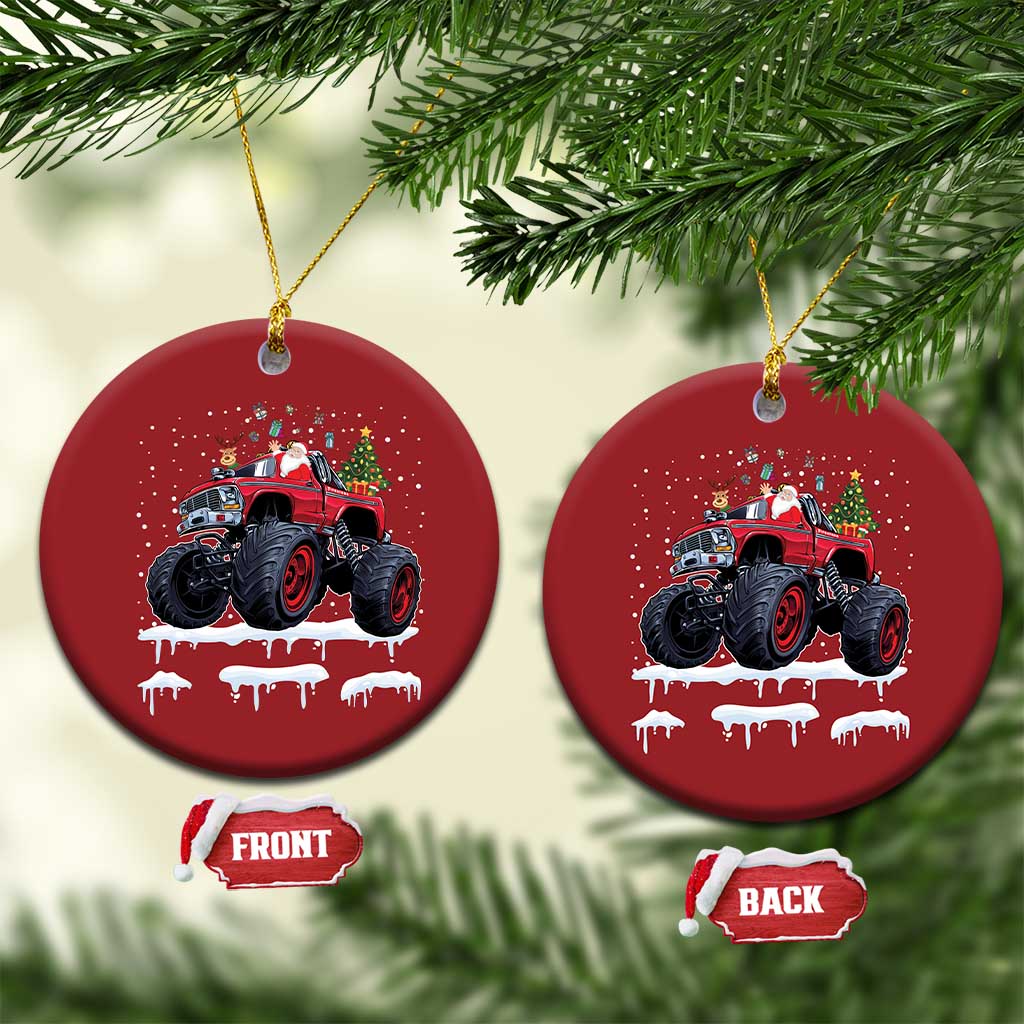 Xmas Santa Monster Truck Christmas Ornament American Offroad Xmas Boys Kids Toddler Youth - Wonder Print Shop