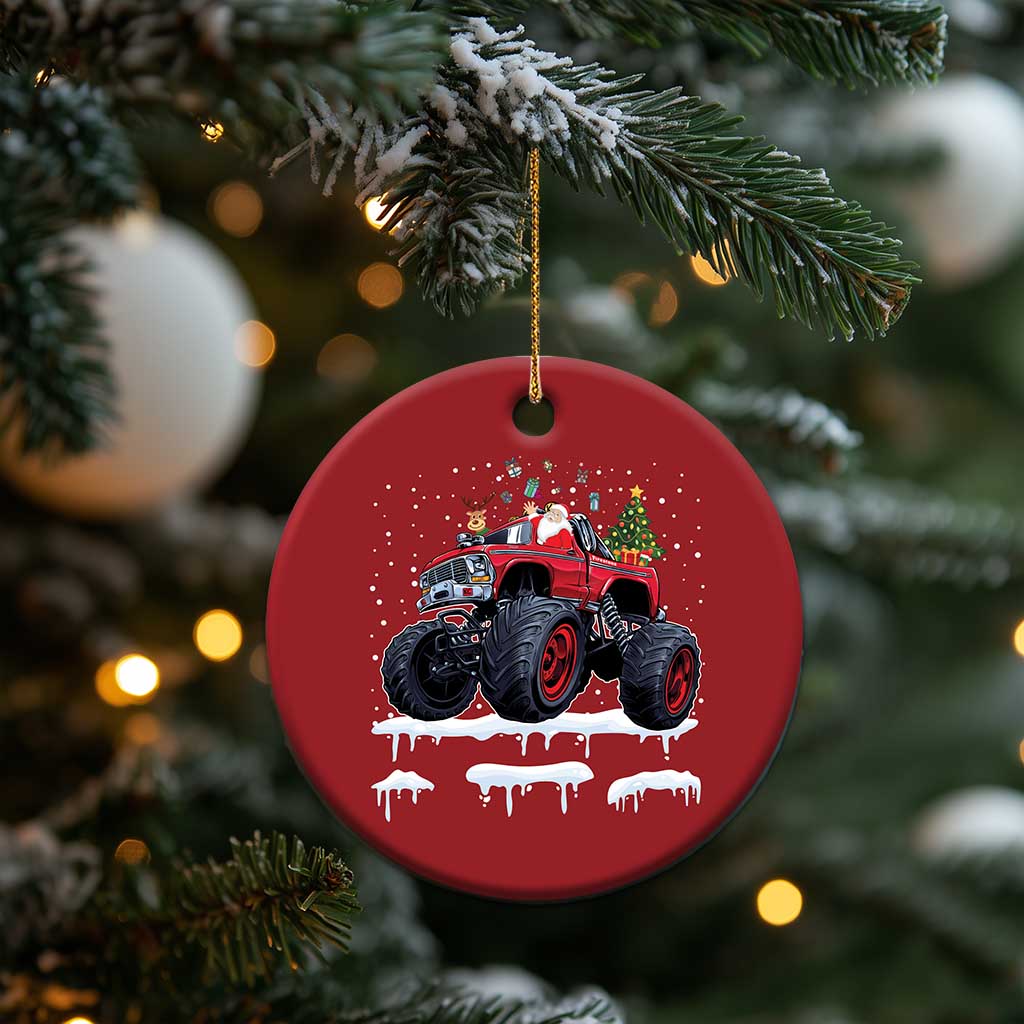 Xmas Santa Monster Truck Christmas Ornament American Offroad Xmas Boys Kids Toddler Youth - Wonder Print Shop