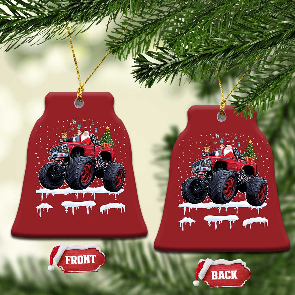 Xmas Santa Monster Truck Christmas Ornament American Offroad Xmas Boys Kids Toddler Youth - Wonder Print Shop