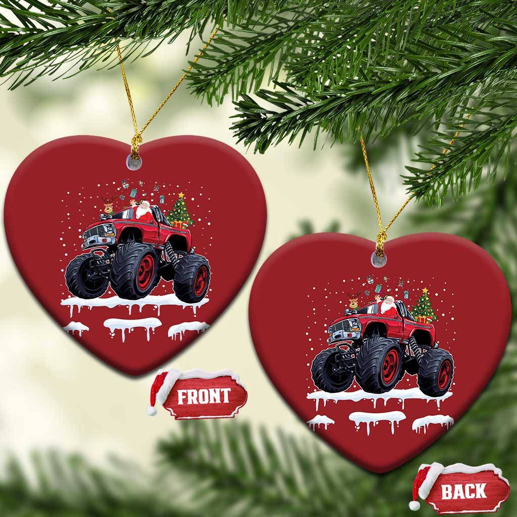 Xmas Santa Monster Truck Christmas Ornament American Offroad Xmas Boys Kids Toddler Youth - Wonder Print Shop