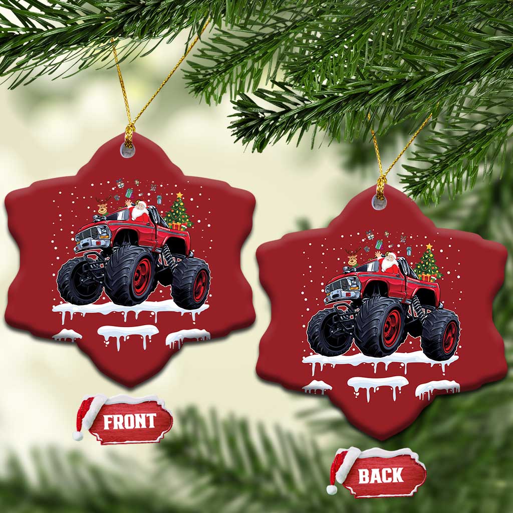 Xmas Santa Monster Truck Christmas Ornament American Offroad Xmas Boys Kids Toddler Youth - Wonder Print Shop