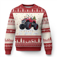 Santa Monster Truck Ugly Christmas Sweater American Offroad Xmas Boys Kids Toddler Youth - Wonder Print Shop