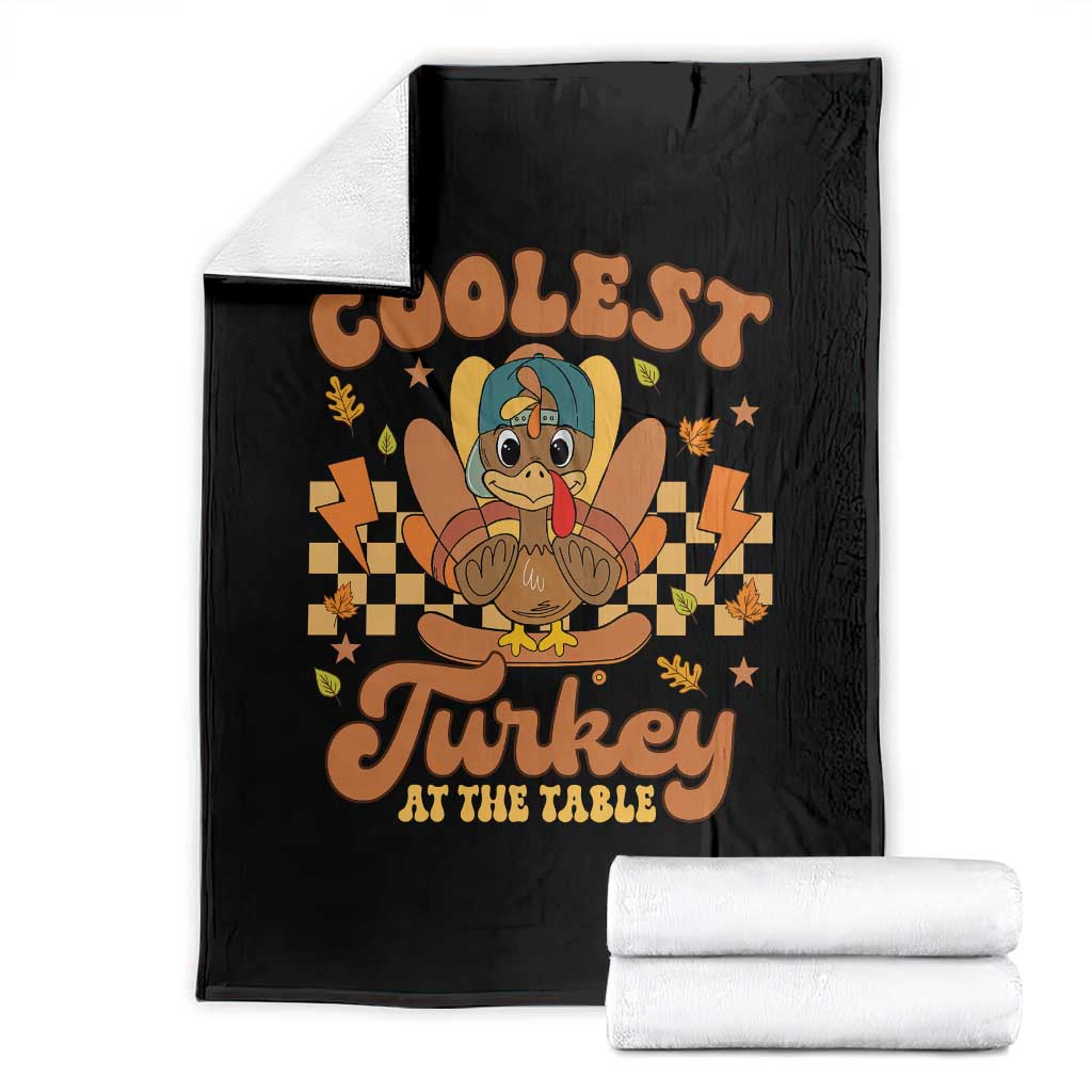 Thanksgiving Kids Throw Blanket Coolest Turkey At The Table Boys Toddler Youth - Wonder Print Shop