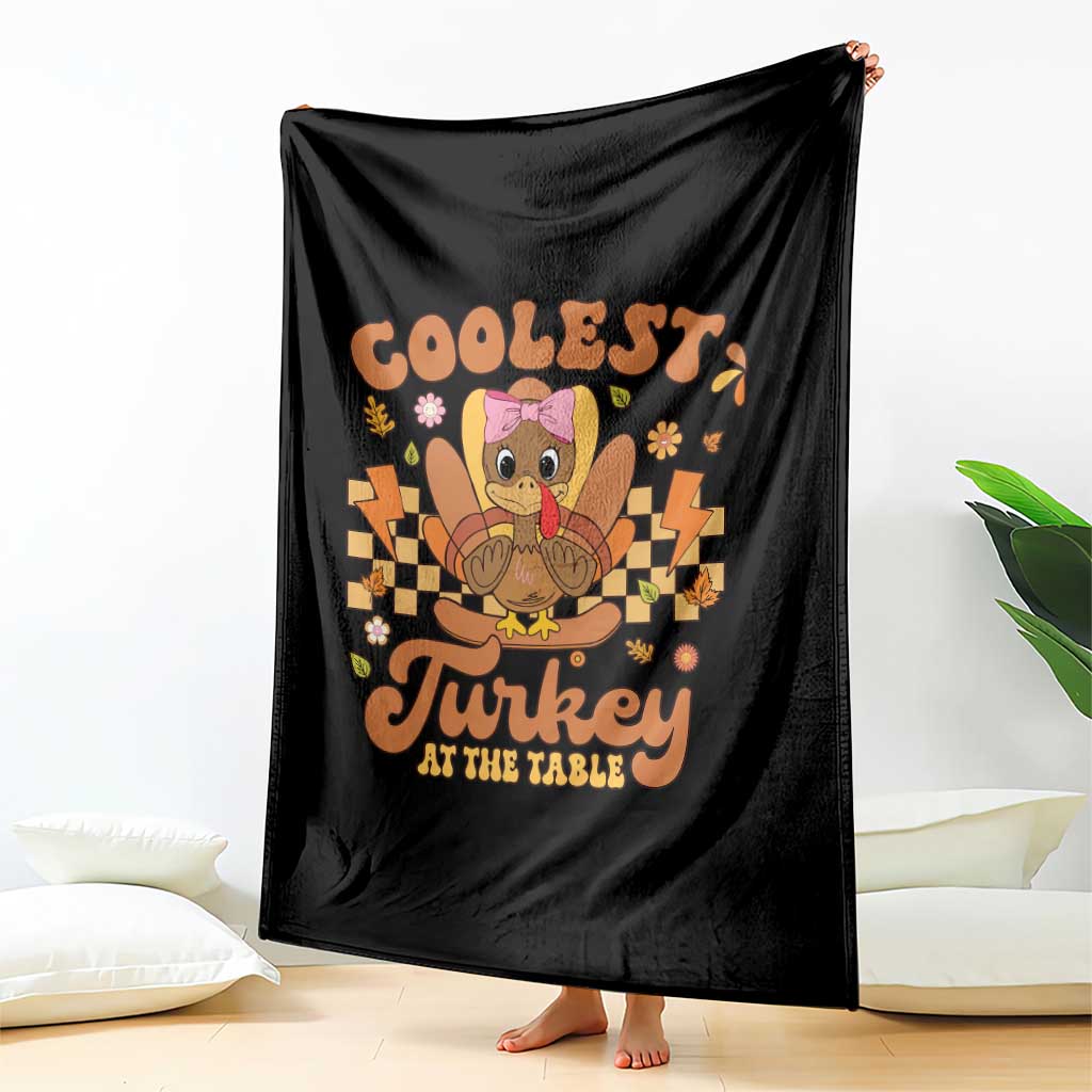 Thanksgiving Kids Throw Blanket Coolest Turkey At The Table Girls Toddler Youth - Wonder Print Shop