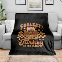 Thanksgiving Kids Throw Blanket Coolest Turkey At The Table Girls Toddler Youth - Wonder Print Shop